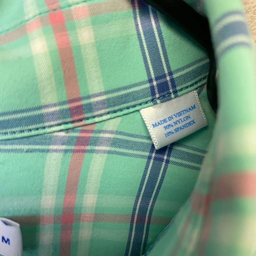 Southern Tide Performance Shirt Mens M Green Plaid Long Sleeve Button Down Mylan
